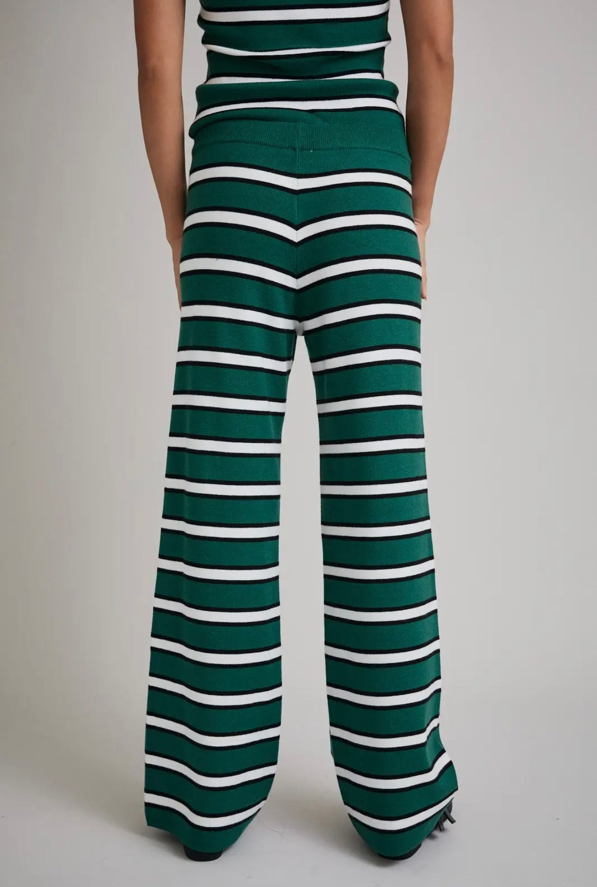 Green & White Striped Tube Top Set