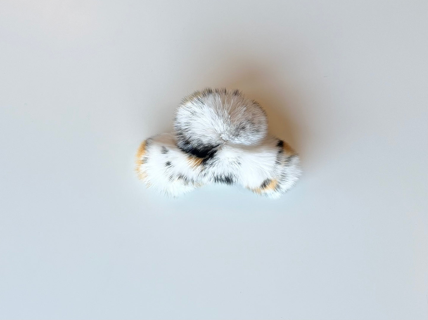 White Leopard Fuzzy Clip