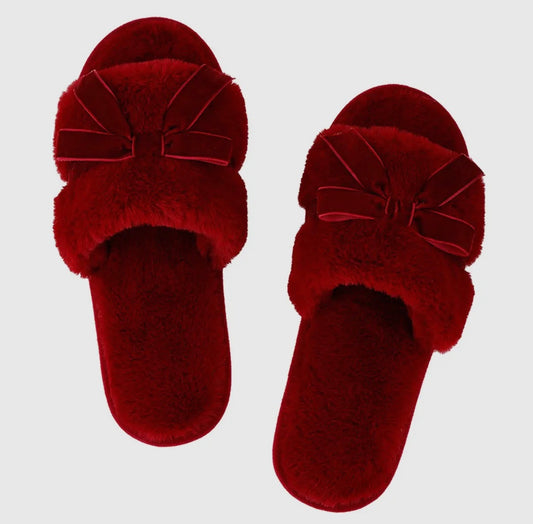 Burgundy Plush Slippers