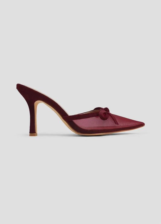 Burgundy Pointed Toe Kitten Heel