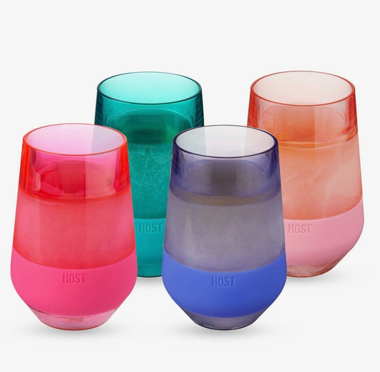 Wine Freeze Xl Cooling Cups in Asst Tinted Colors Set of 4