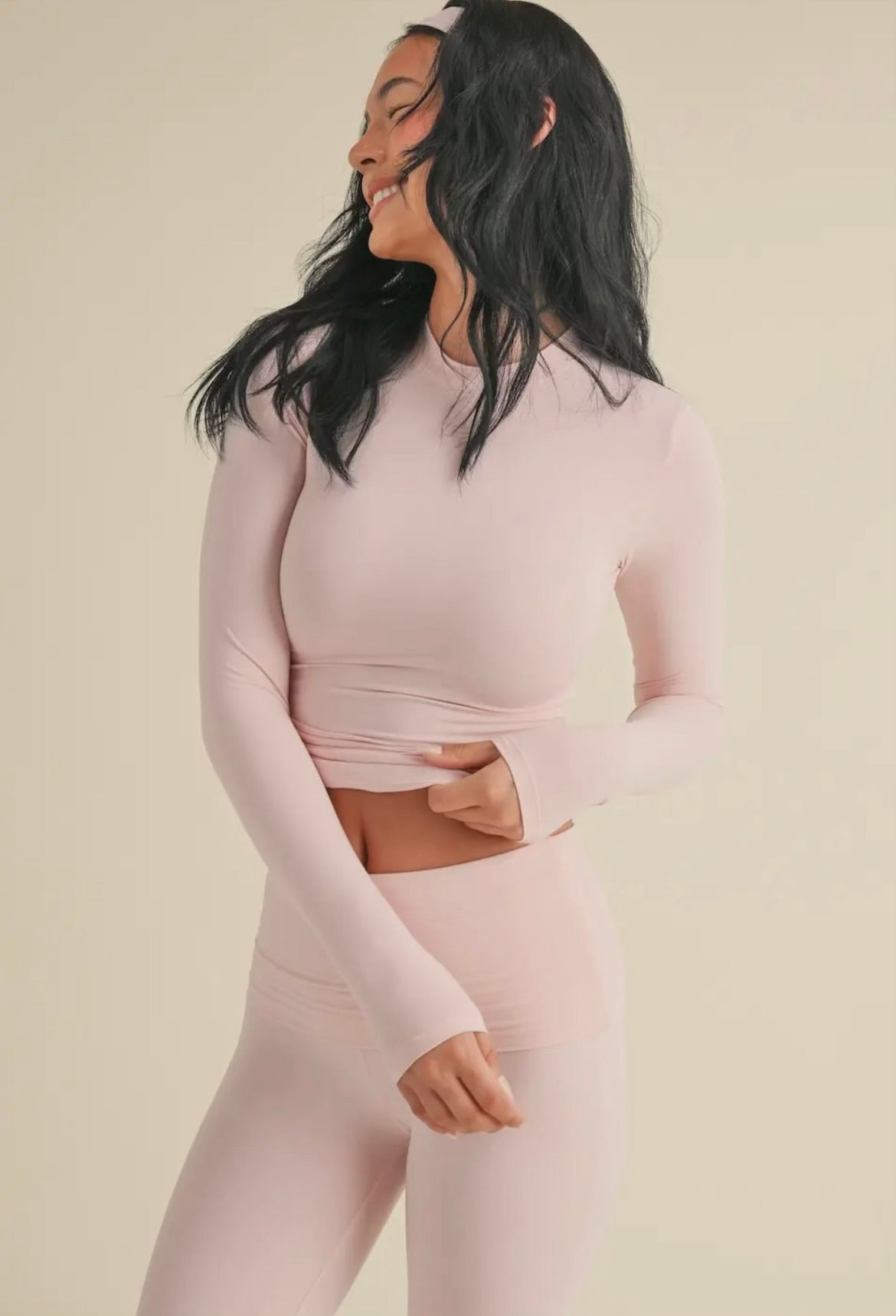 Pink Soft Knit Jersey Long Sleeve Tee