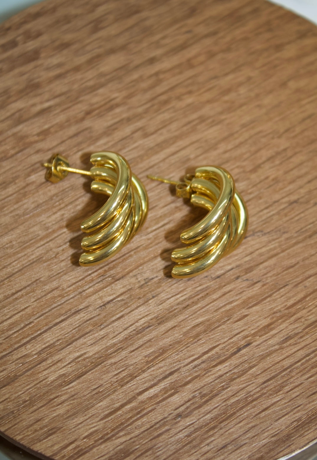 Crescent Layered Gold Earrings