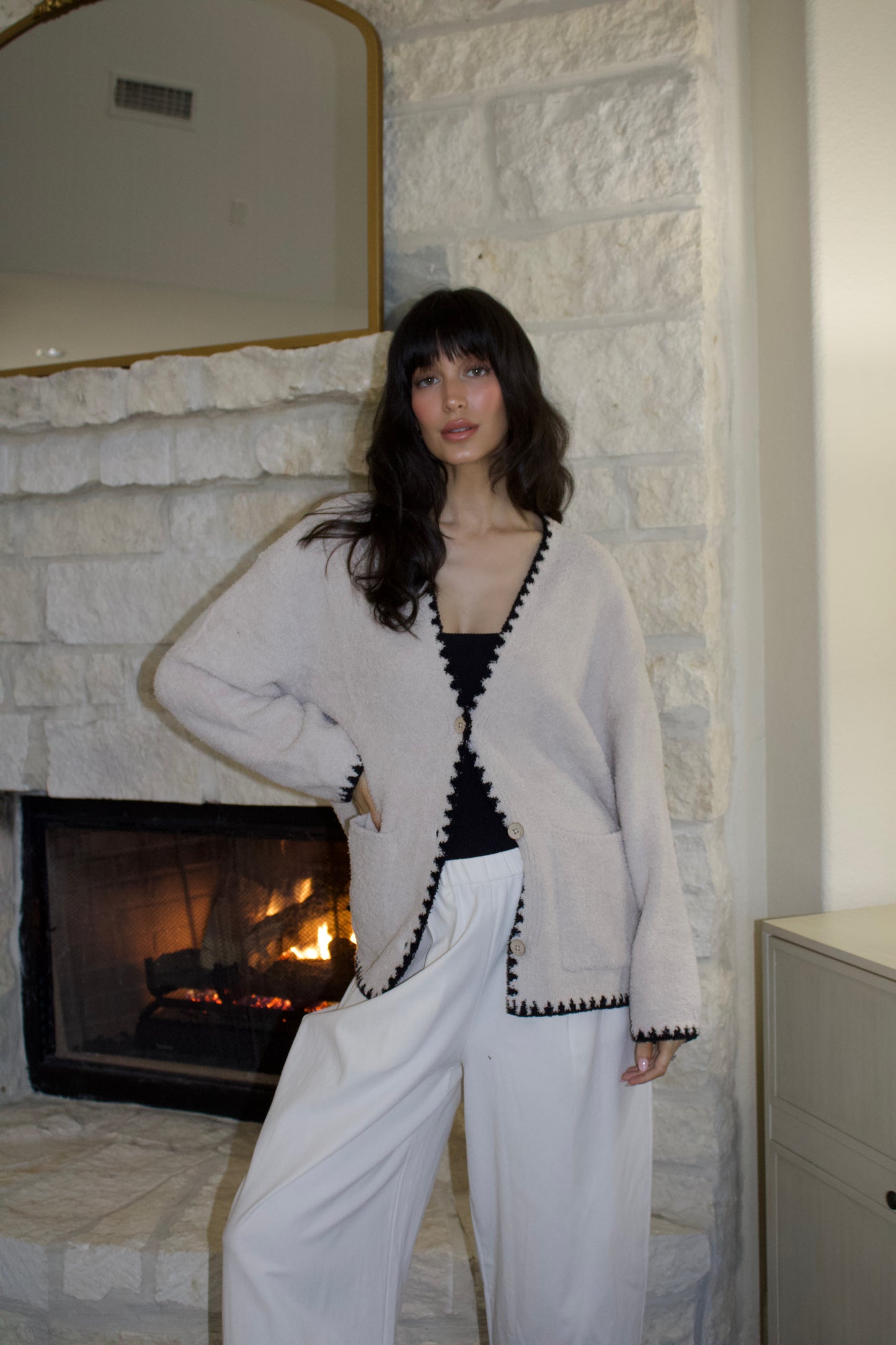 Barefoot Dreams Stone Stitched Scarf Cardigan