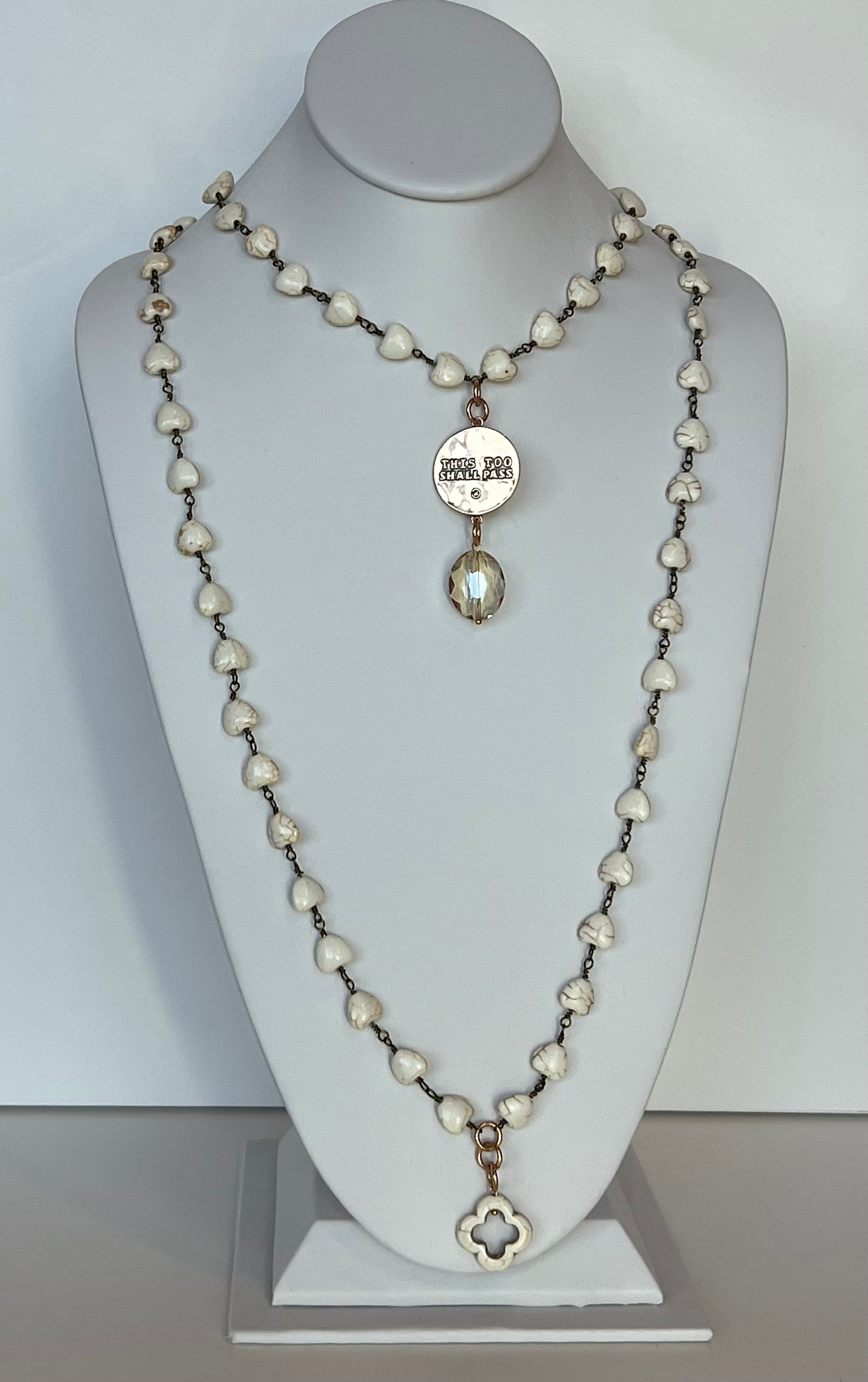 Katia Designs This Too Shall Pass Gold Long Rosary Chain Necklace