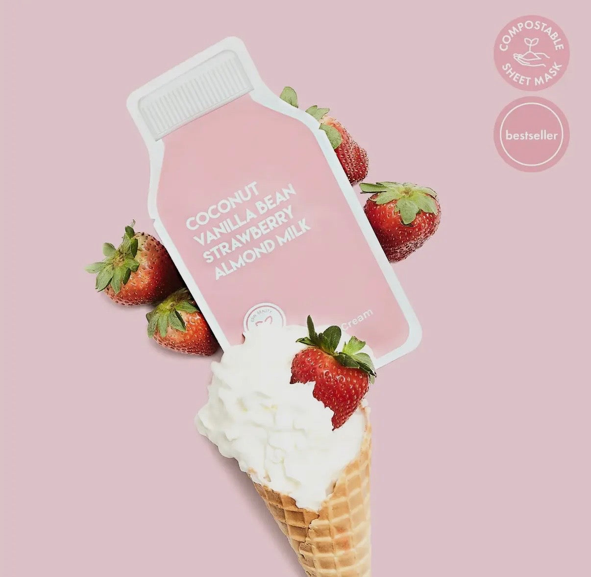 Coconut Vanilla Bean Strawberry Almond Milk ESW Sheet Mask