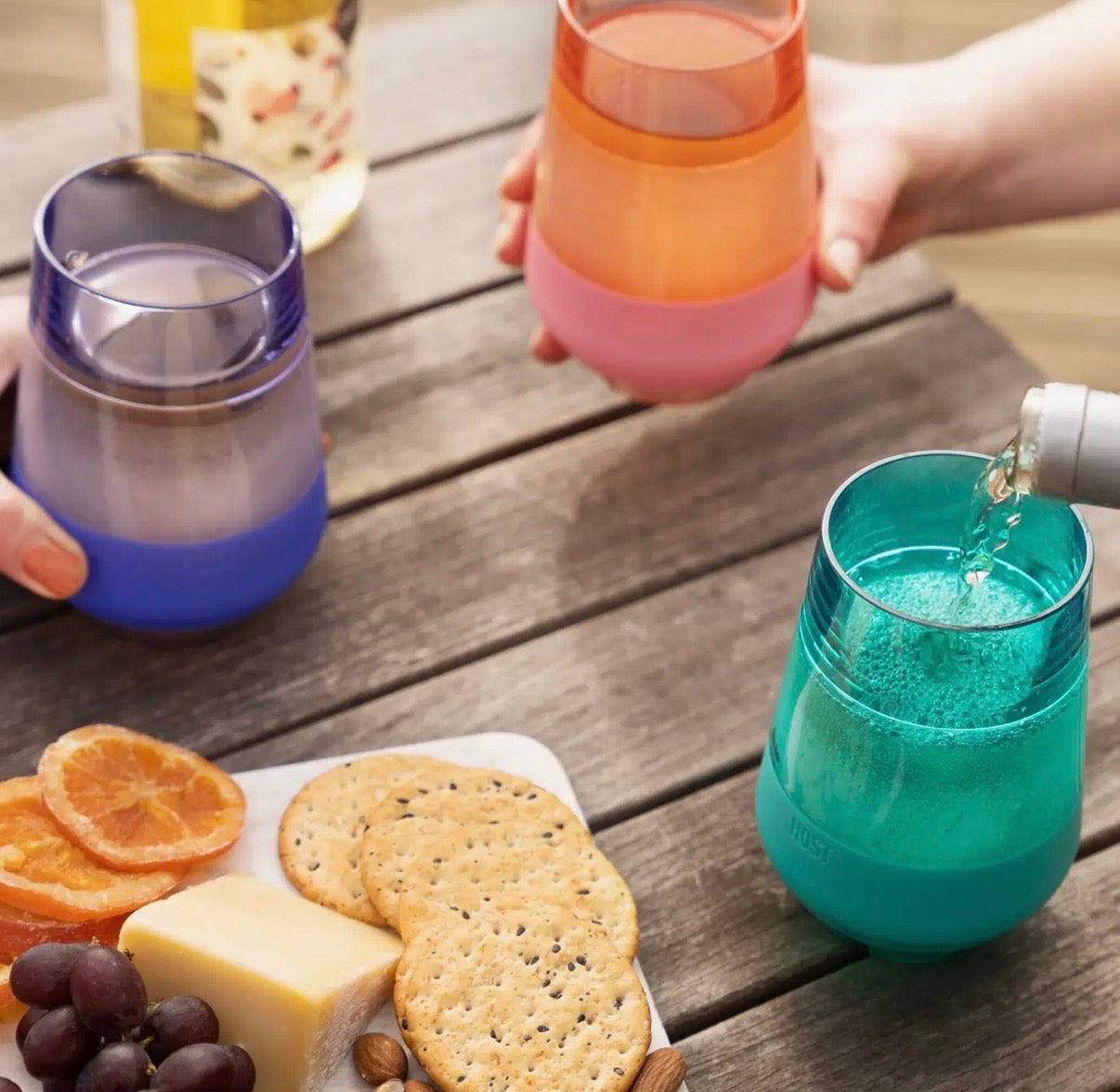 Wine Freeze Xl Cooling Cups in Asst Tinted Colors Set of 4