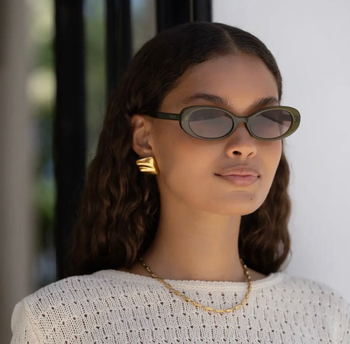 Olive Mimi Acetate Oval Sunglasses