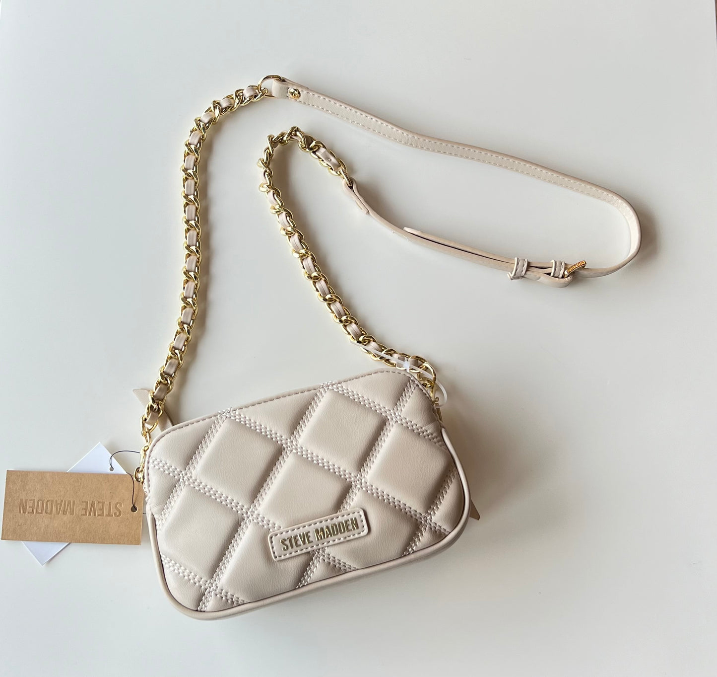 Steve Madden Quilted Bone Crossbody Purse