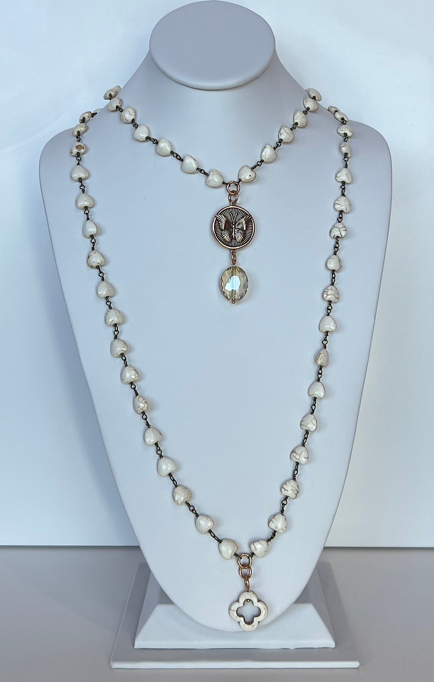 Katia Designs This Too Shall Pass Gold Long Rosary Chain Necklace