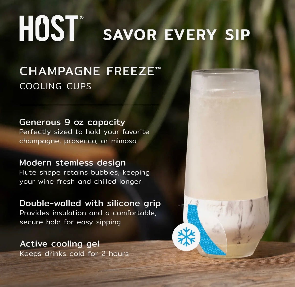Champagne Freeze Cooling Cups in Sea foam Set of 2
