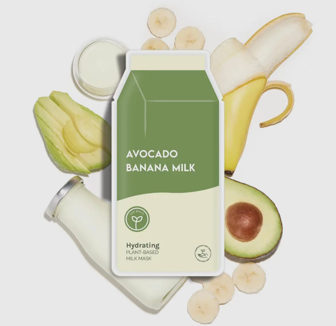 Avocado Banana Milk Plant Based Milk Sheet Mask