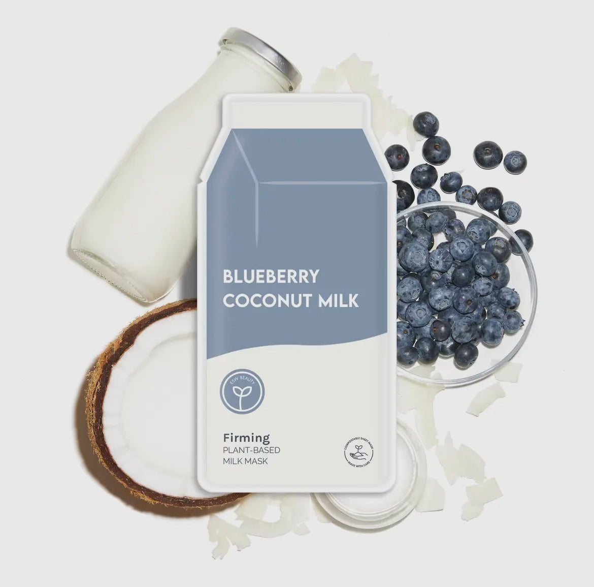 Blueberry Coconut Milk Firming Plant Based Milk Sheet Mask