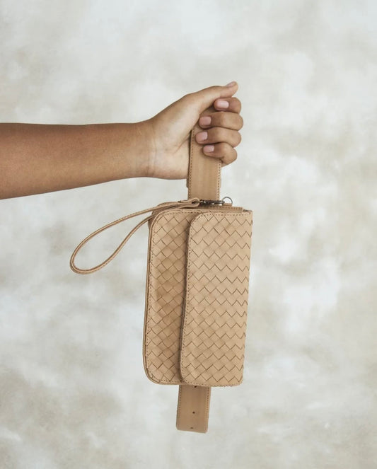 Mandrn Ziggy Woven Sand Crossbody Bag