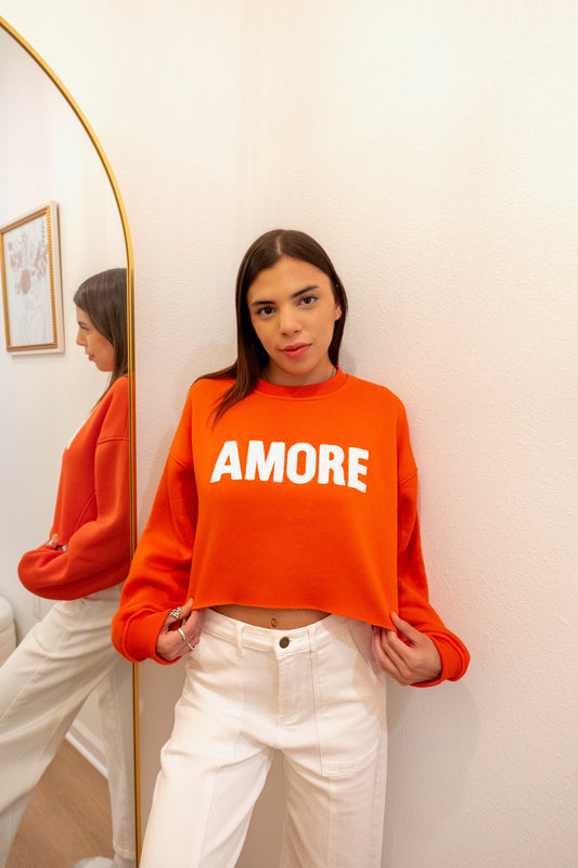 Red Amore Cropped Sweatshirt