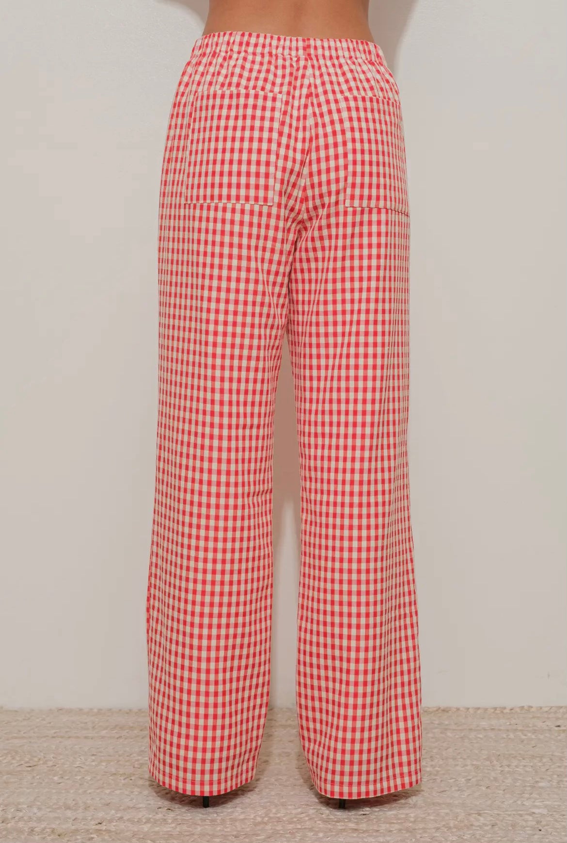 Gingham Relaxed Red & White Pants