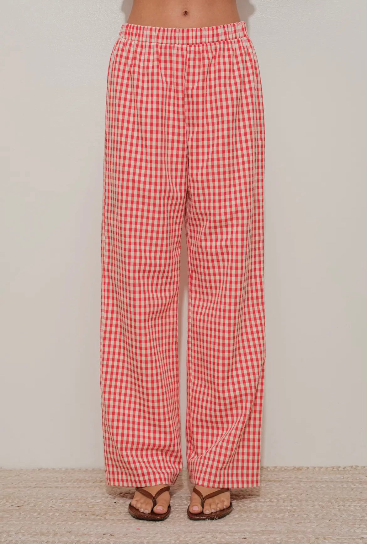 Gingham Relaxed Red & White Pants