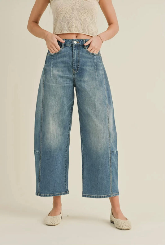 Mid Waist Loose Fit Denim Pants