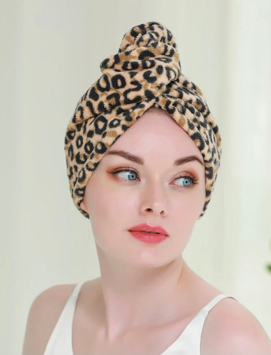 Cheetah Print Plush Hair Turban