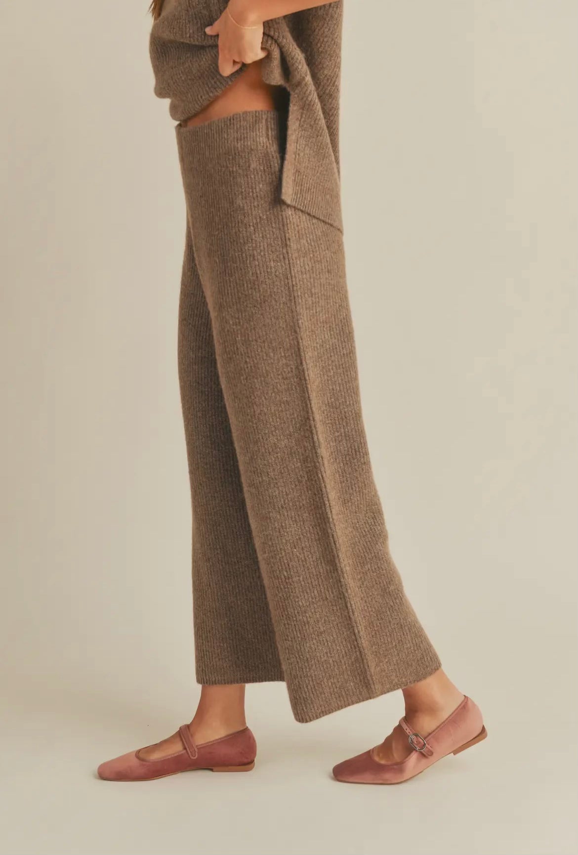 Brown V-Neck Sweater Vest & Pants Set