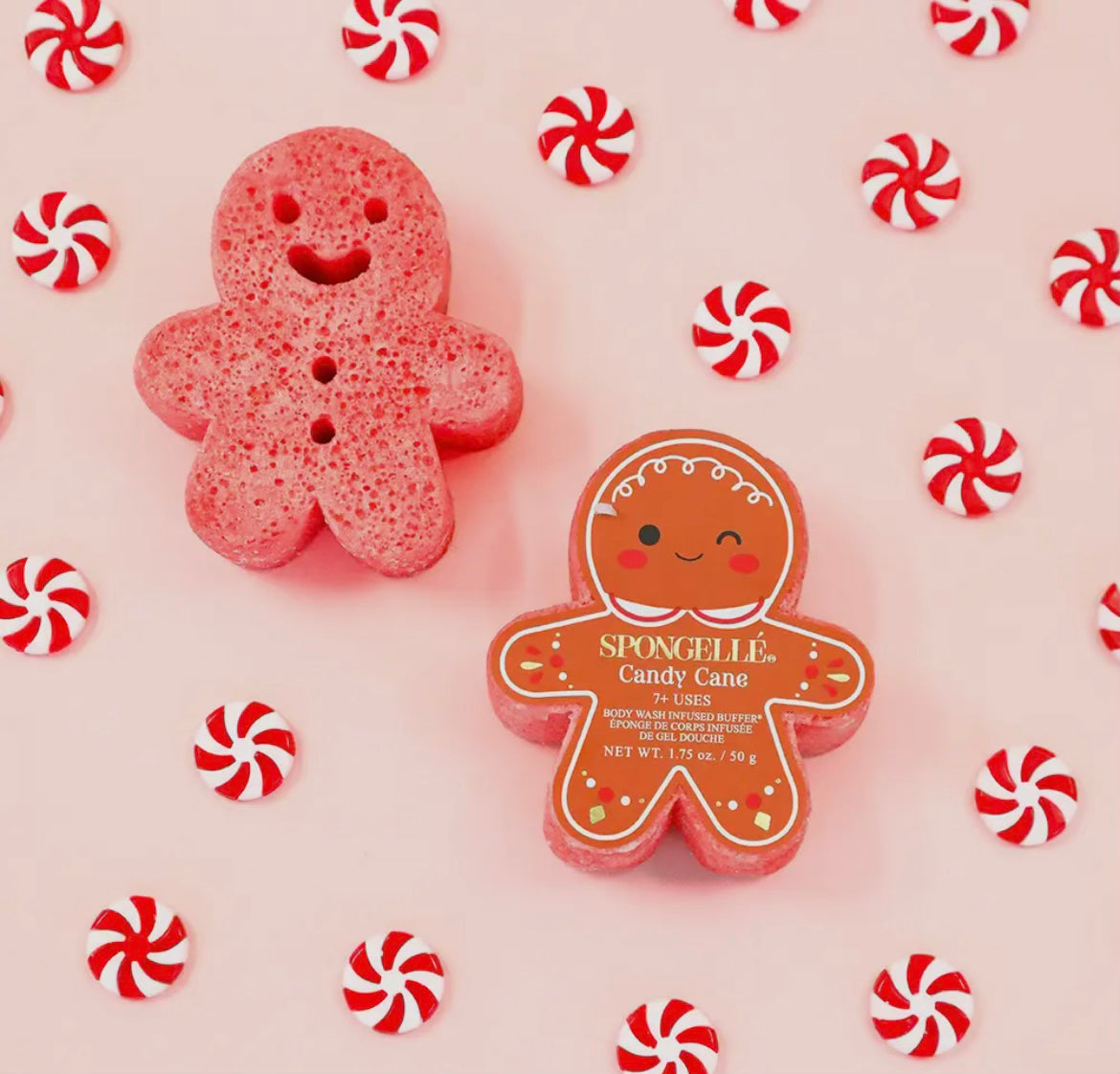 Spongelle Candy Cane Gingerbread Body Buffer