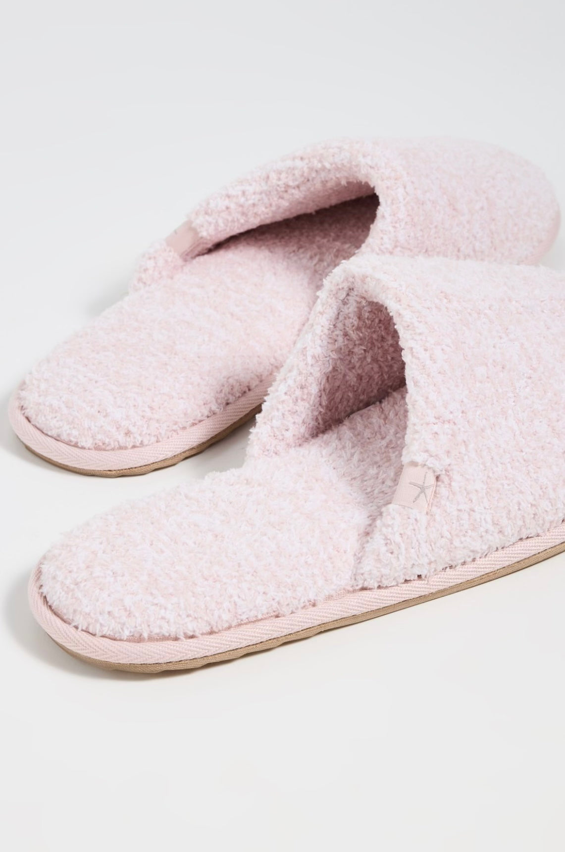 Barefoot Dreams CozyChic Heathered Dusty Rose/White Slippers