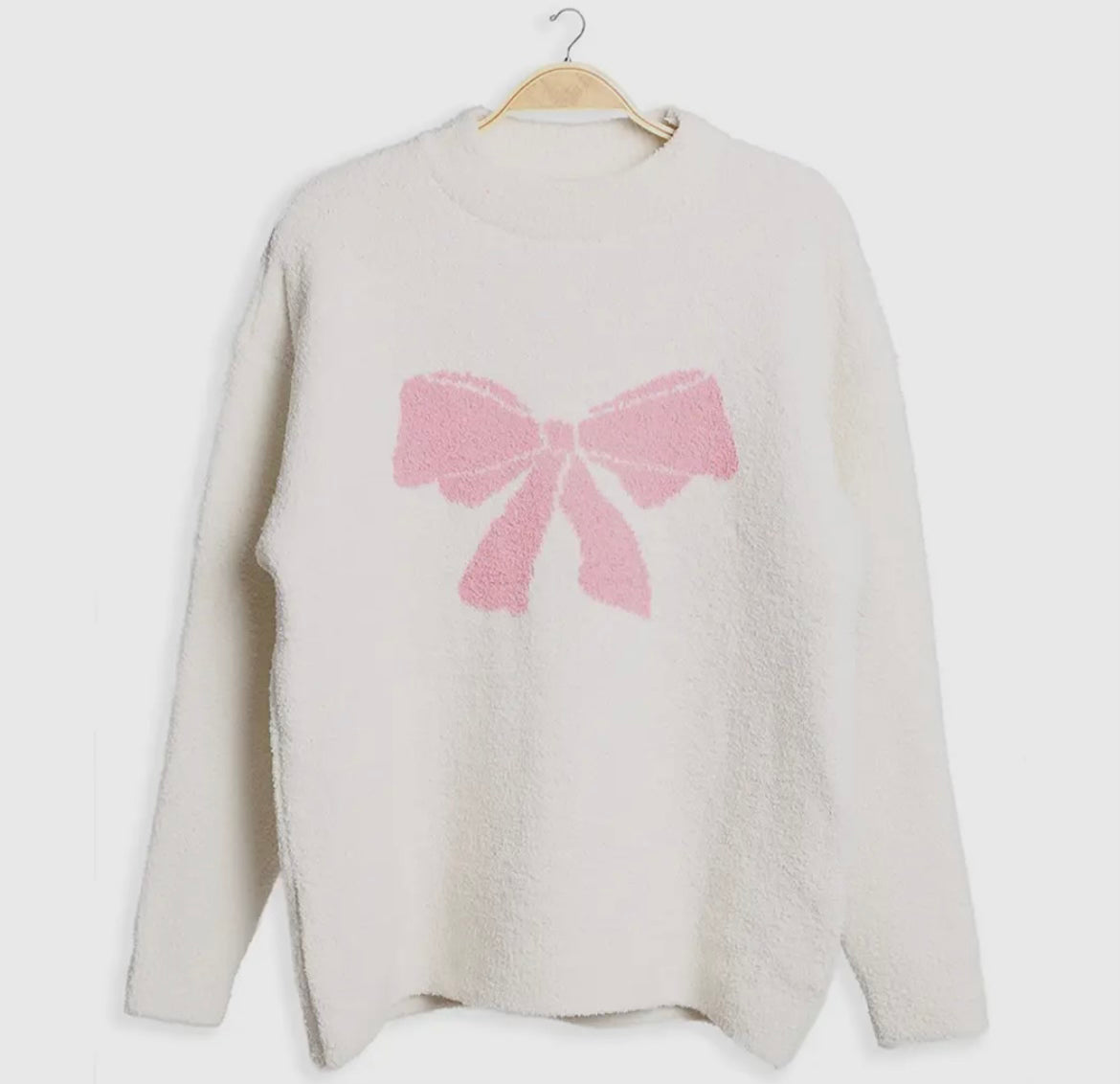 Pink Bow Luxury Soft Crewneck Sweater