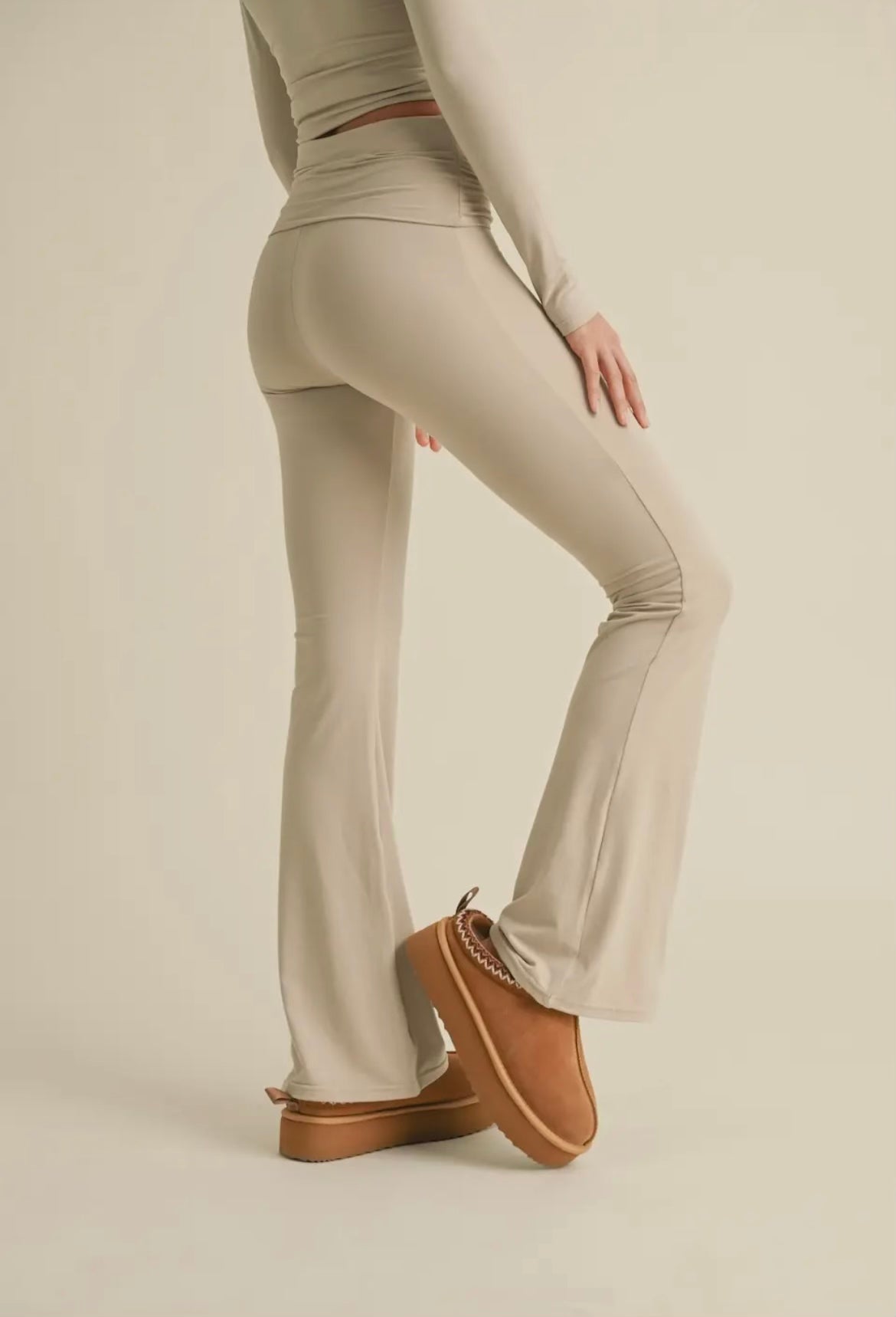 TAUPE BUTTER SOFT FOLDOVER LEGGINGS