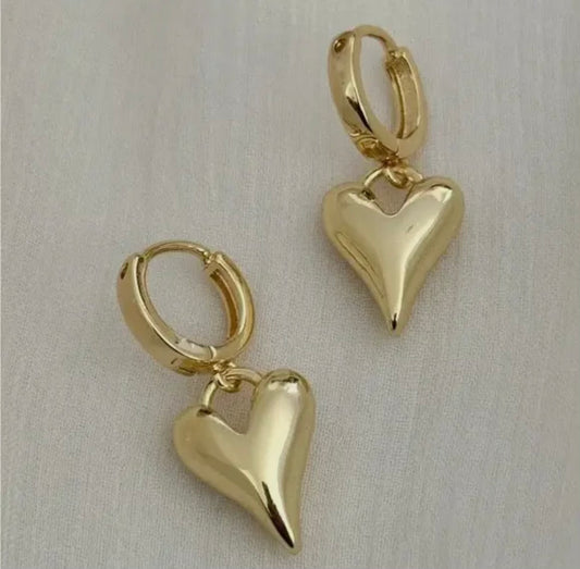 Love full Heart Huggie Earrings Gold