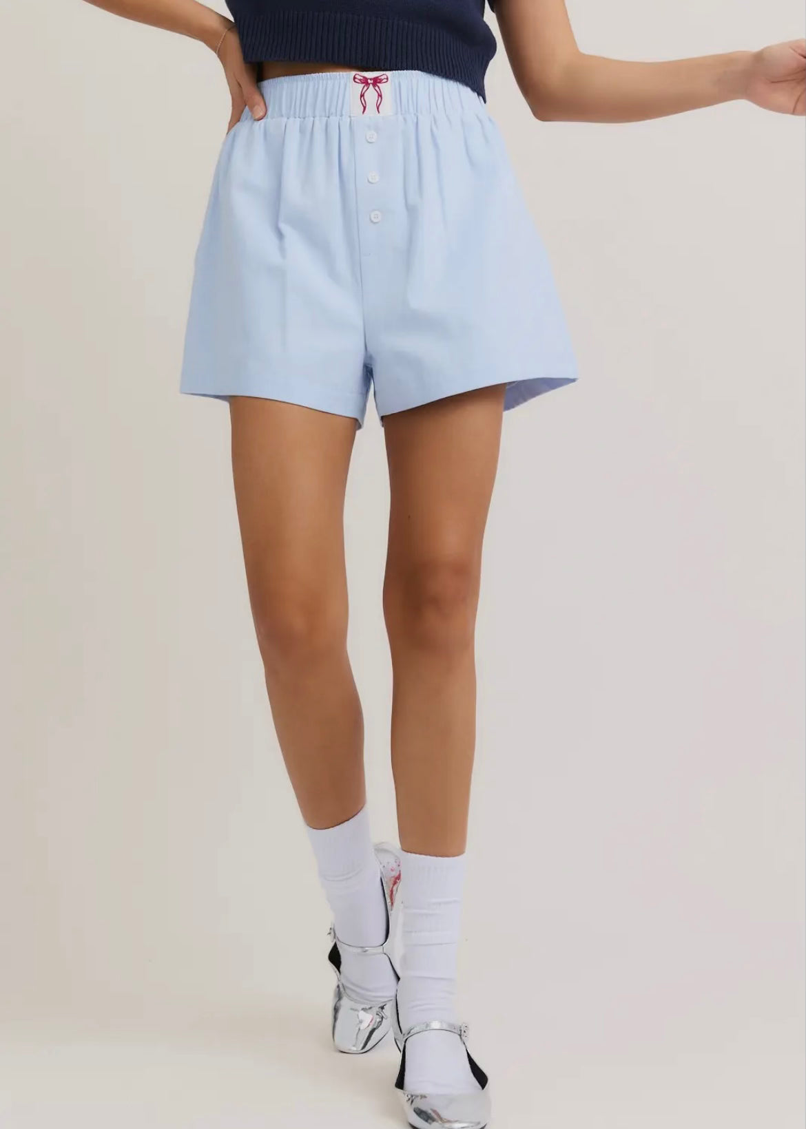 Light Blue High Waisted Boxer Shorts