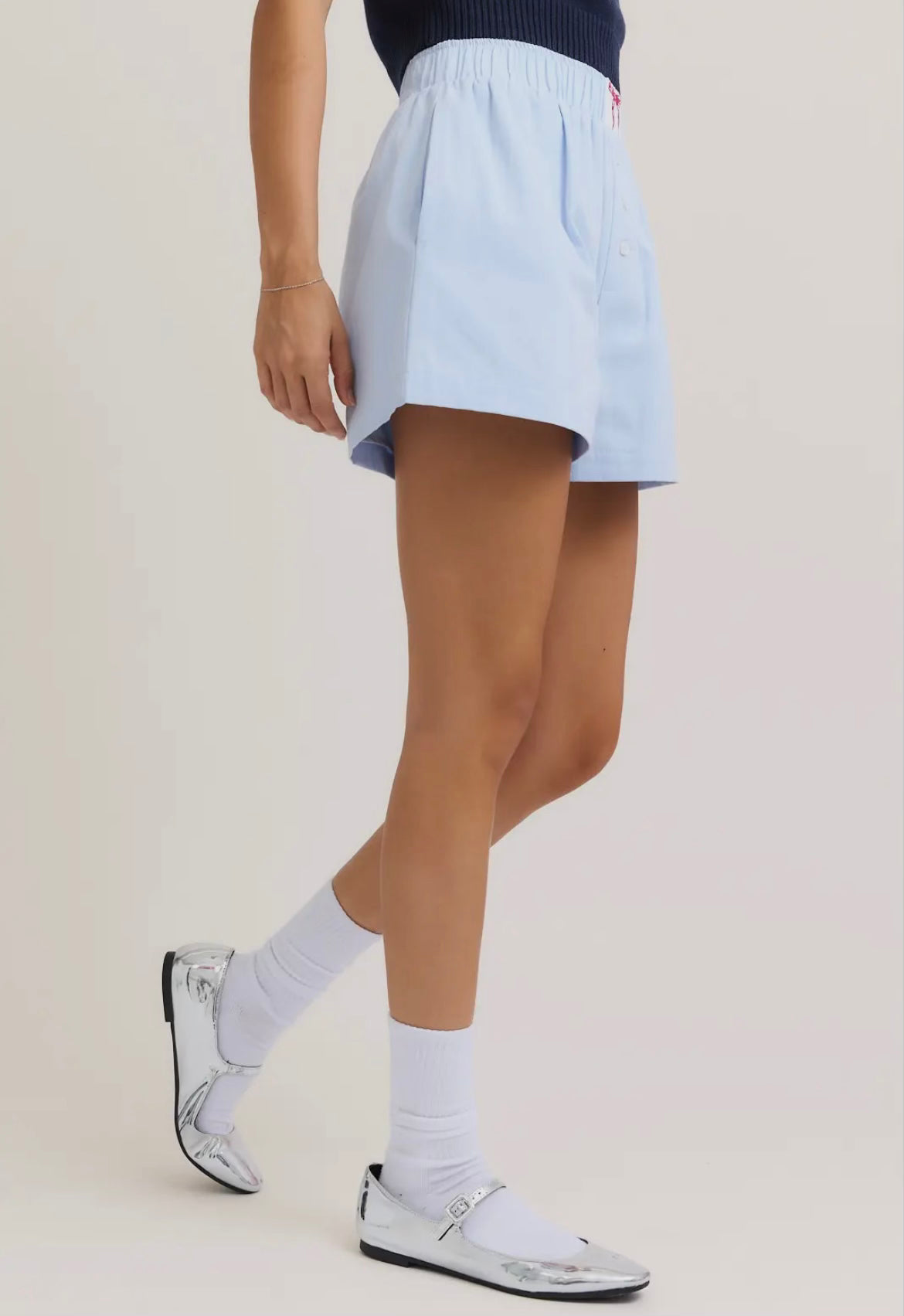 Light Blue High Waisted Boxer Shorts