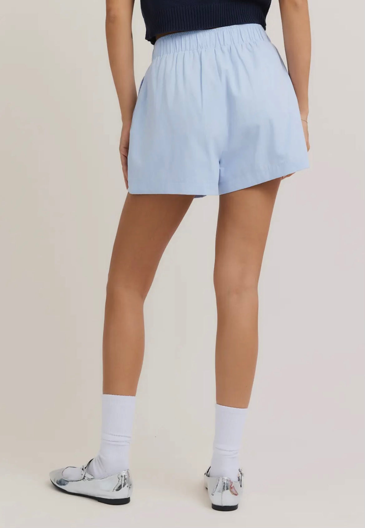 Light Blue High Waisted Boxer Shorts