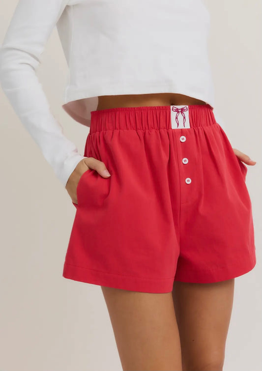 Red High Waisted Boxer Shorts