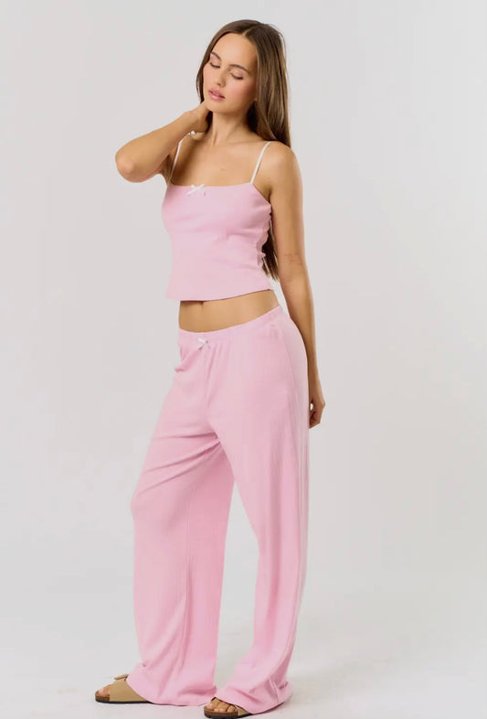 Cotton Candy Pink Pointelle Top & Pants Set