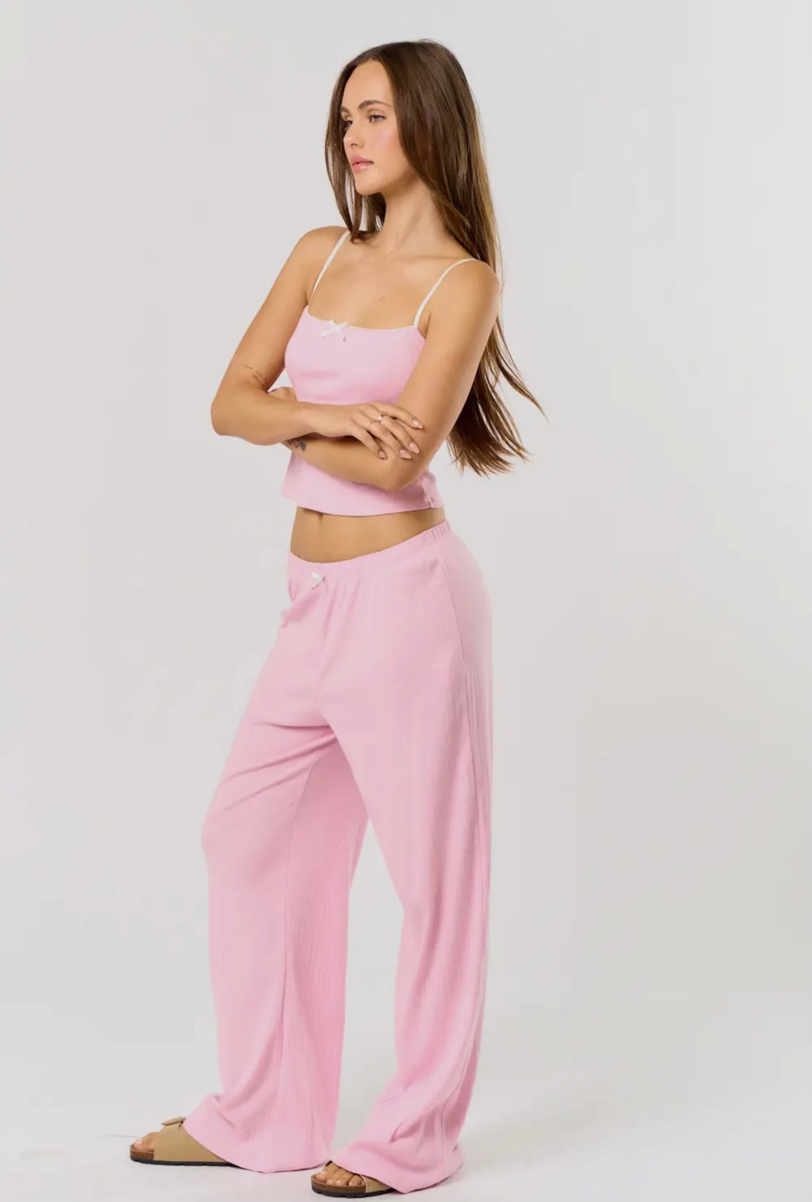 Cotton Candy Pink Pointelle Top & Pants Set