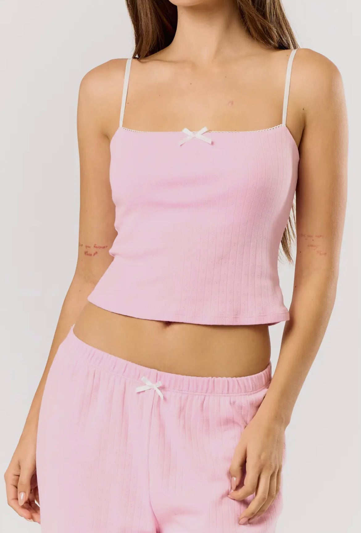 Cotton Candy Pink Pointelle Top & Pants Set