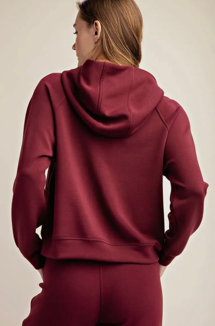 Wine Modal Quarter Zip Hoodie Jacket