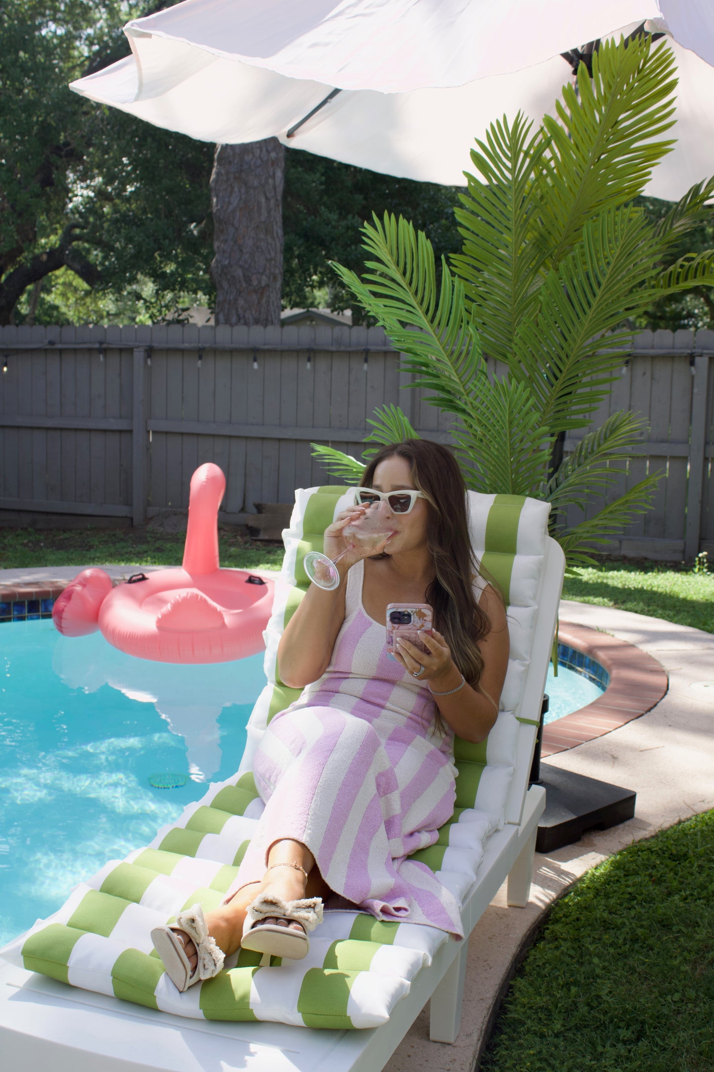 Pink & Sand Striped Summer Dress
