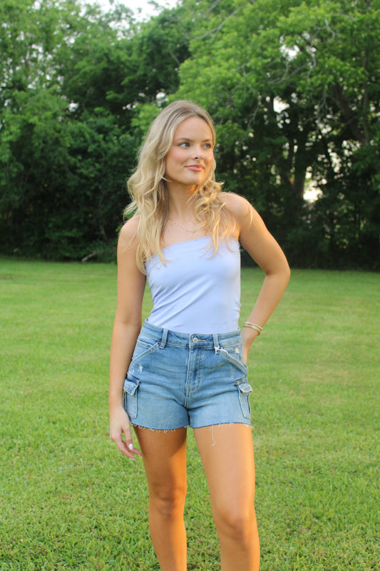 Periwinkle Spandex Seamless Tube Bodysuit