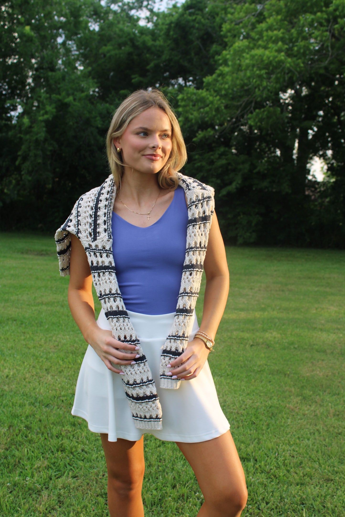 Lake Multicolor Stripe Crochet Sweater