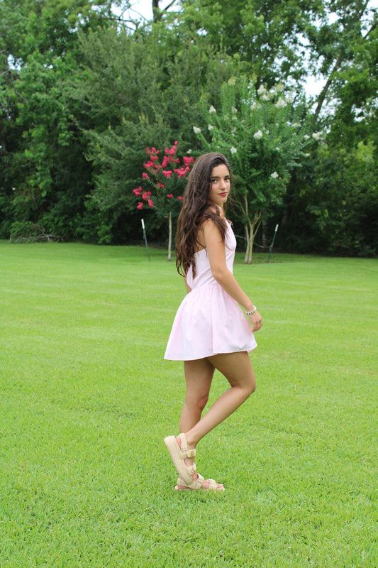 Pink Stripe Halter Mini Dress