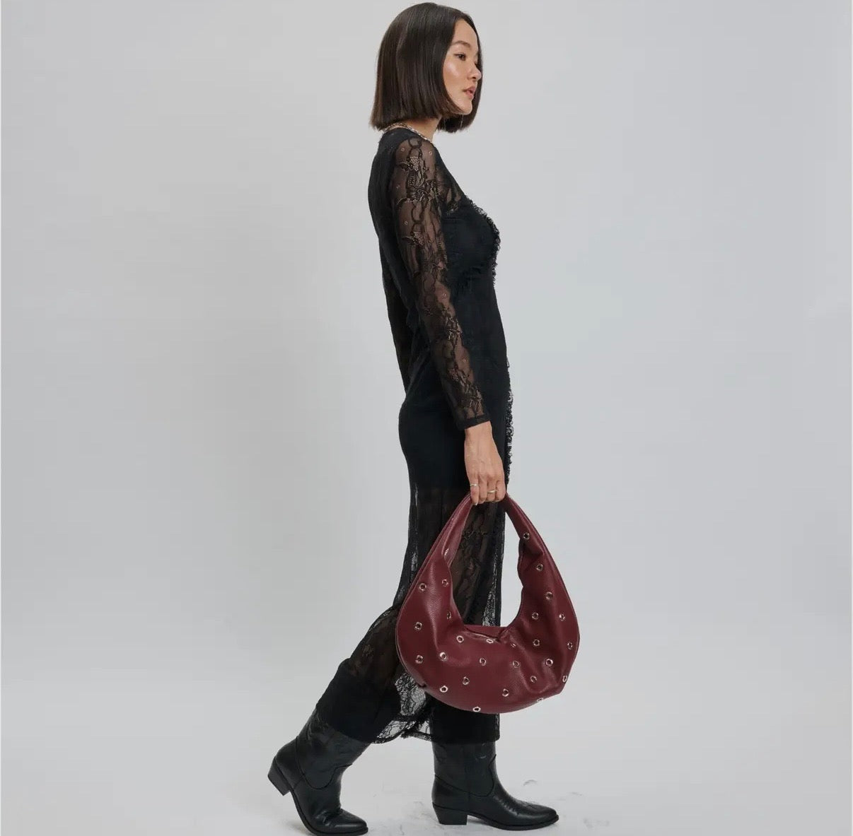 BURGUNDY RIOT HOBO BAG