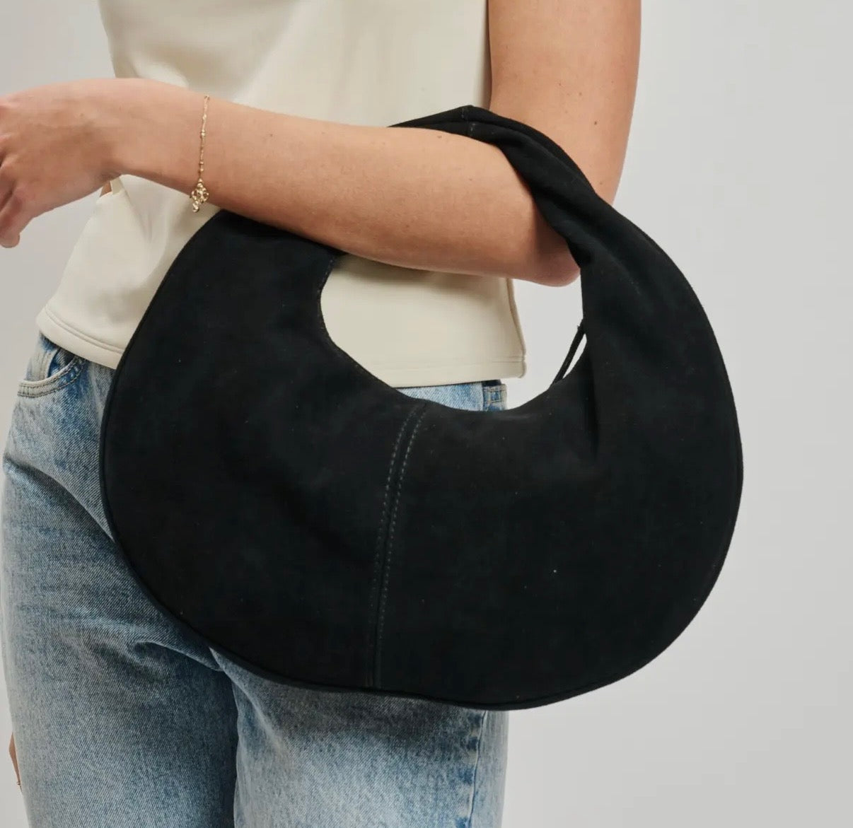 BLACK SUEDE FARRAH BAG