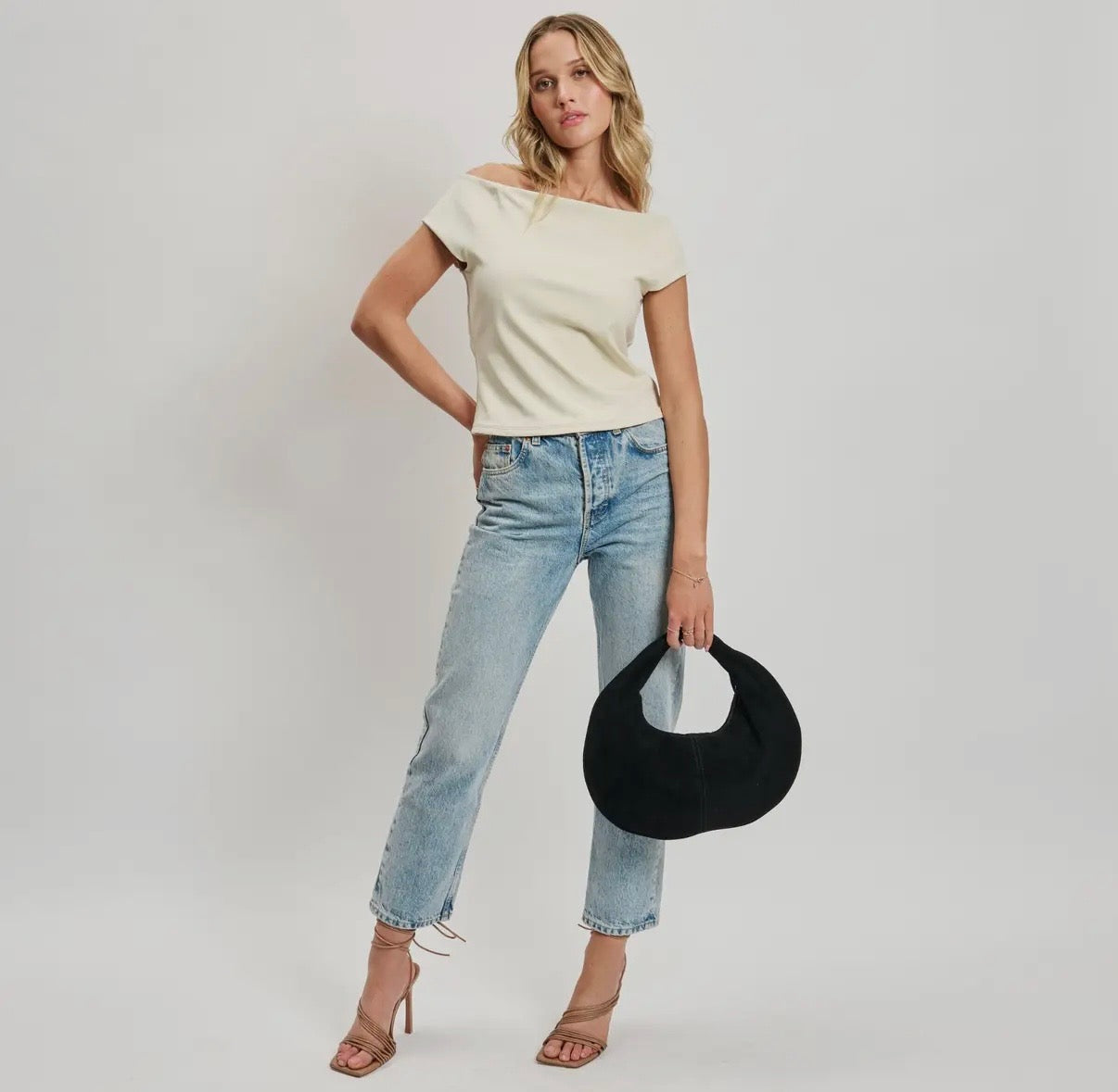 BLACK SUEDE FARRAH BAG