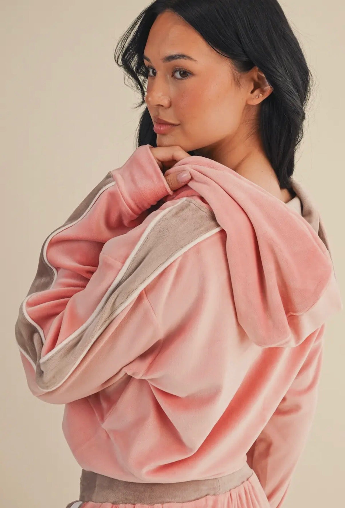PINK VELOUR TRACKSUIT SET