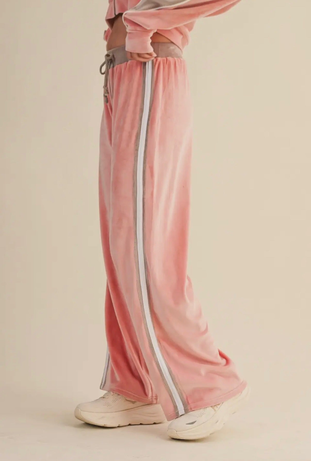PINK VELOUR TRACKSUIT SET
