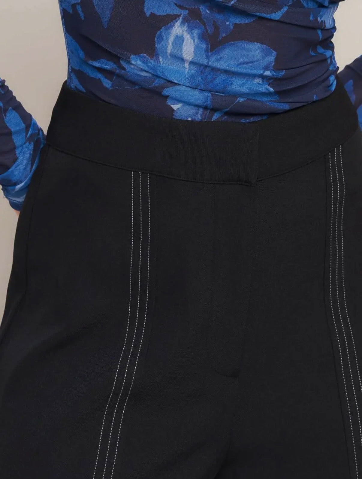 Pinstripe Woven Wide-Leg Trousers