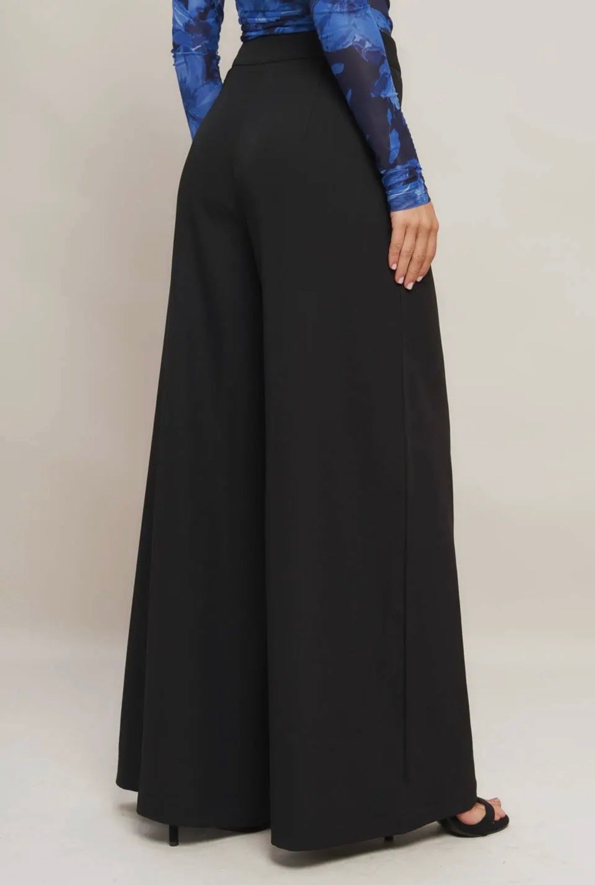 Pinstripe Woven Wide-Leg Trousers