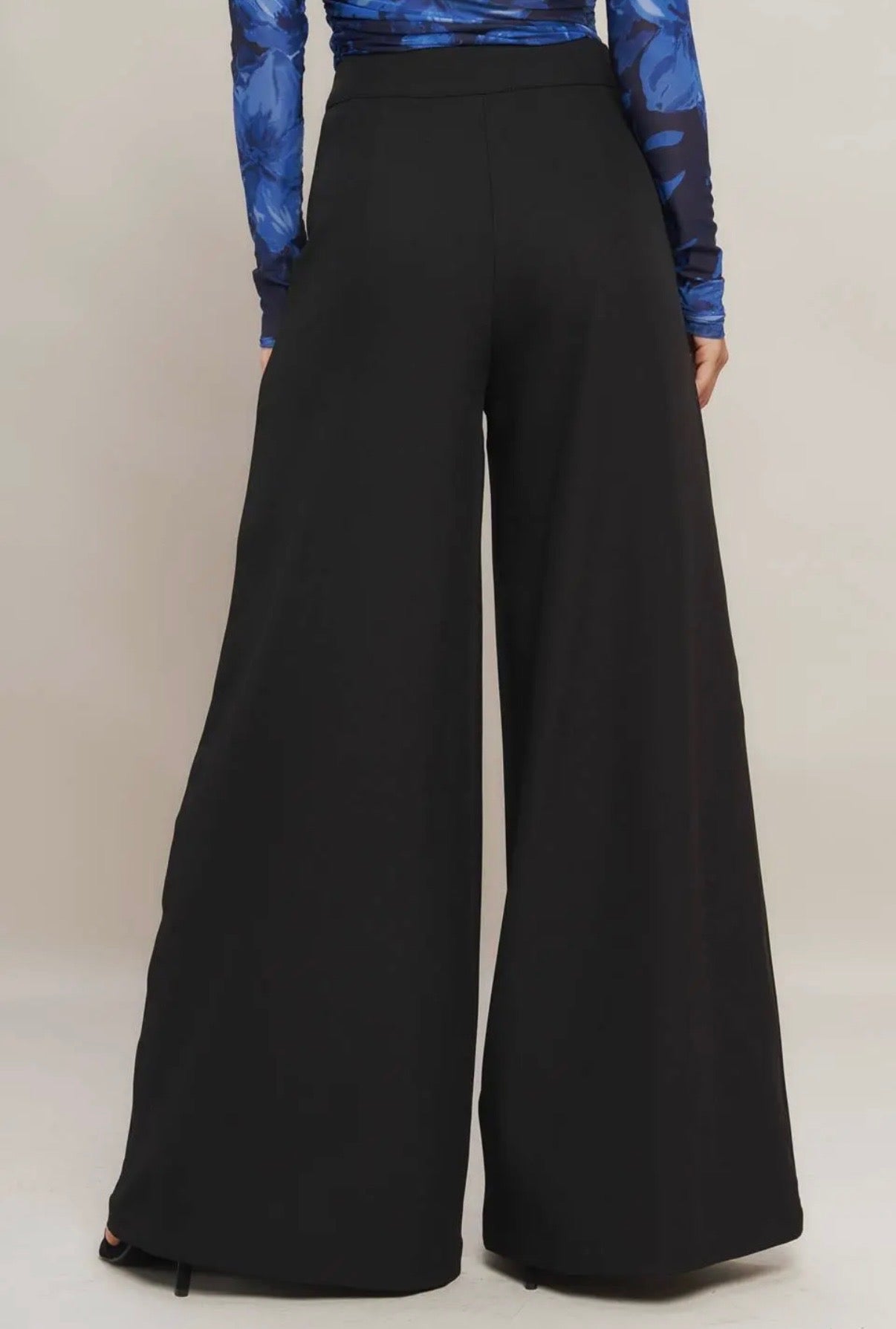 Pinstripe Woven Wide-Leg Trousers