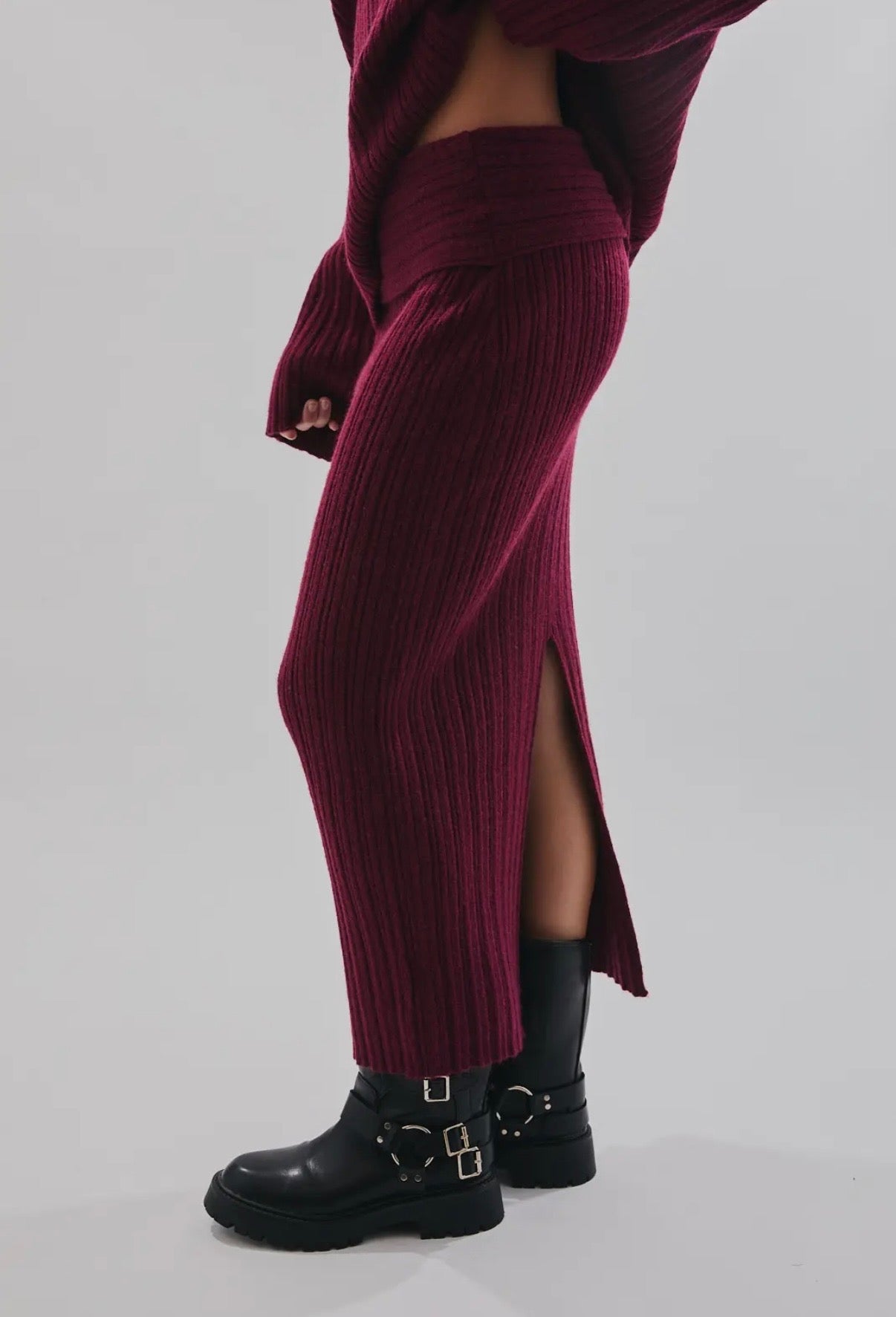 Off The Shoulder Sweater Maxi- Skirt Set